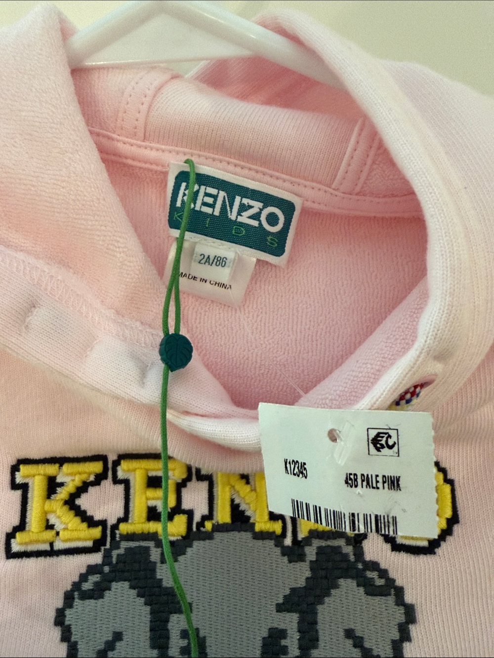 Kenzo Paris Elephant Hooded Dress-Size 2A/86-pale pink NWT - Picture 4 of 8